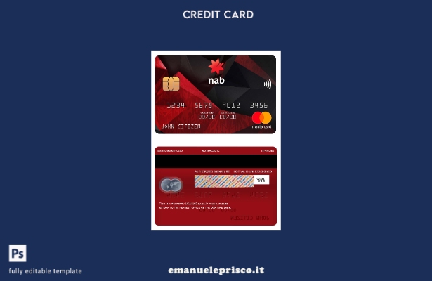 modello di mastercard bancaria USA NAB in stile verificato